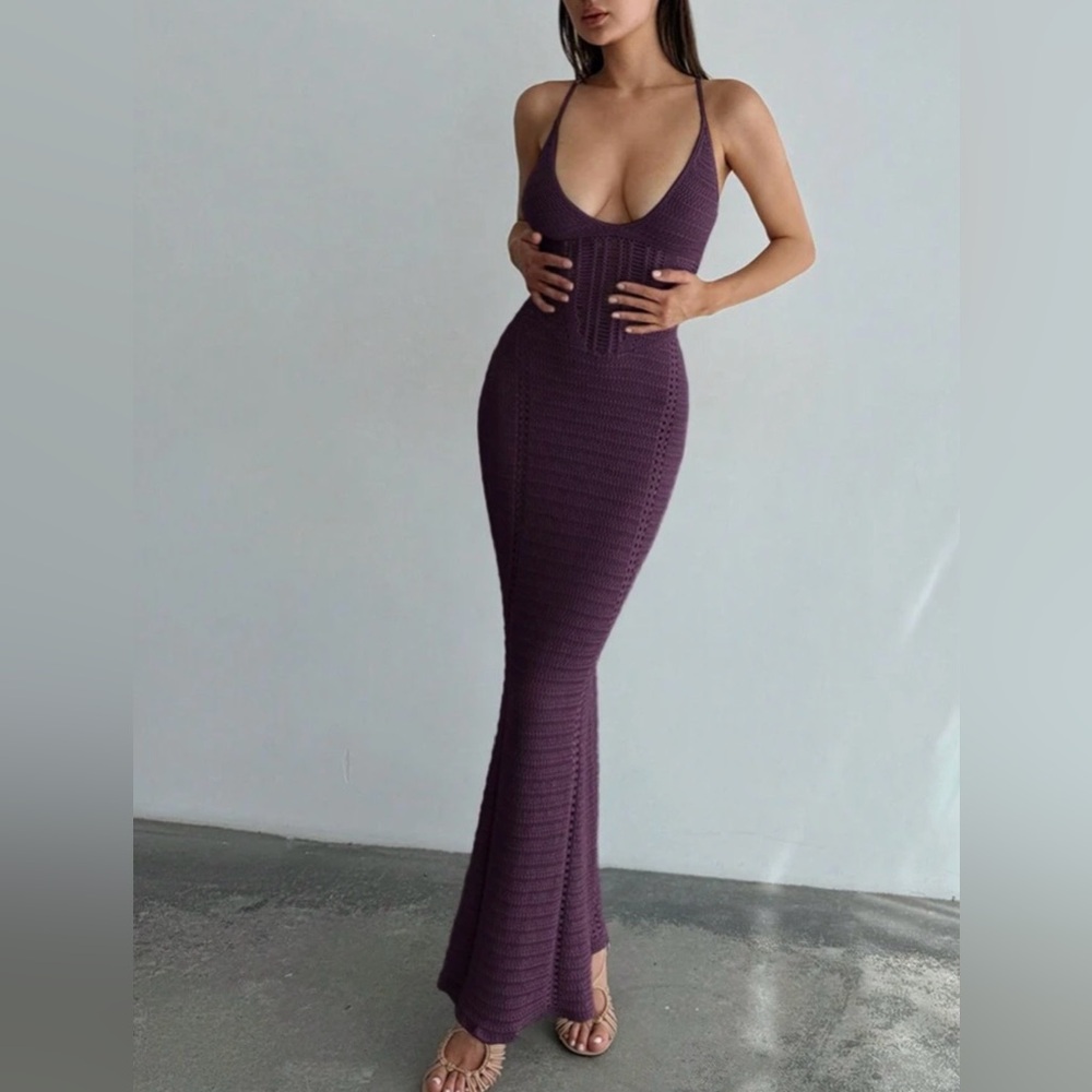 Fashion Nova Deep Purple Maxi Dress